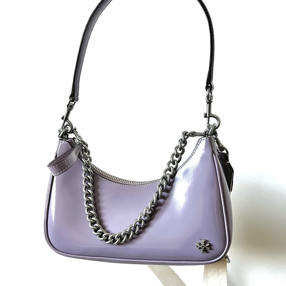 TORY BURCH Mini Leather Satchel Purse Small 151 Mercer Crescent Bag in Lavender - Picture 2 of 15